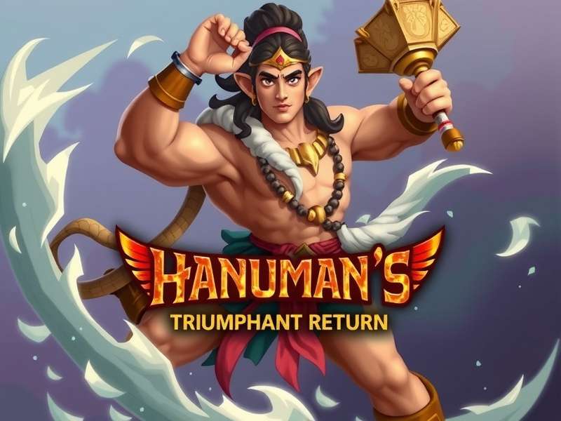 Hanuman S Triumphant Return game cover featuring Lord Hanuman in action